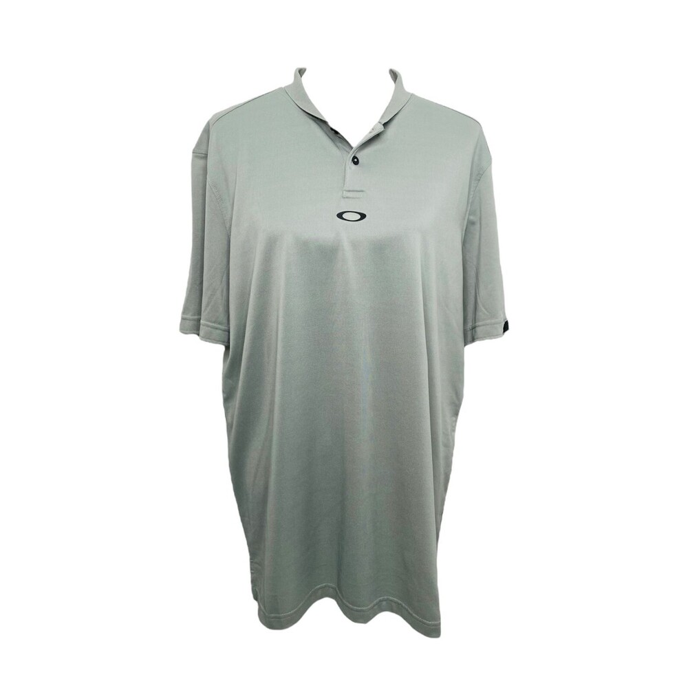 Oakley Men’s Shirt Grey and Black Short Sleeve Athletic Polo Size Large